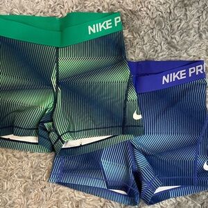 Nike Pro Spandex Blue and Green- Small